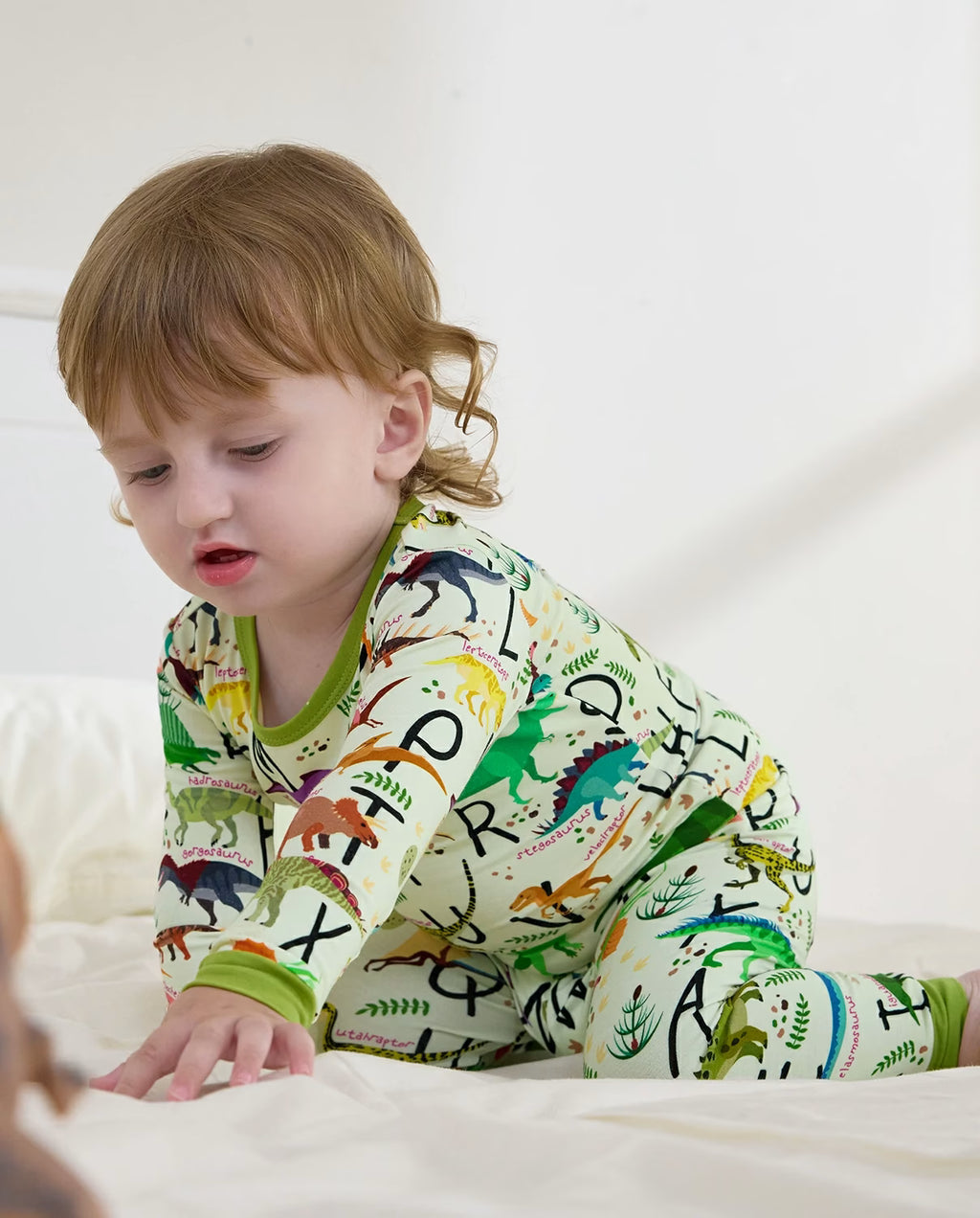 Dino Handbook Long Two-Piece Pajama Set, dino handbook bamboo two piece pjs lifestyle 7