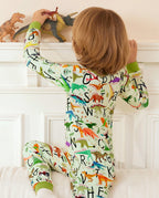 Dino Handbook Long Two-Piece Pajama Set, dino handbook bamboo two piece pjs lifestyle 8