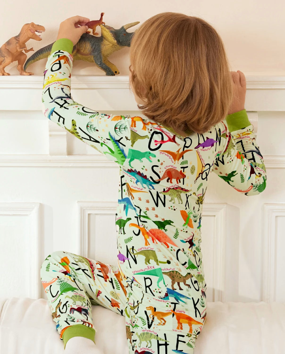 Dino Handbook Long Two-Piece Pajama Set, dino handbook bamboo two piece pjs lifestyle 8