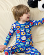 Donut Party Long Two-Piece Pajama Set, donut party club bamboo two piece pjs lifestyle 2