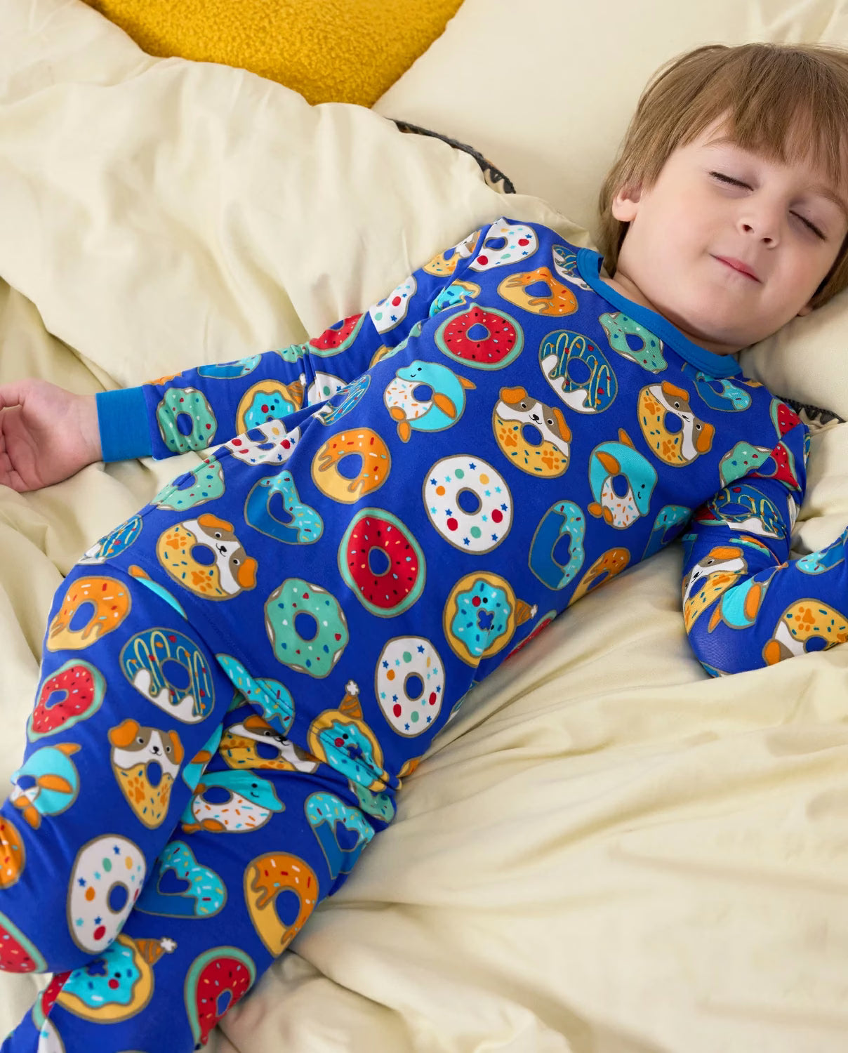 Donut Party Long Two-Piece Pajama Set, donut party club bamboo two piece pjs lifestyle 3