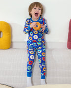 Donut Party Long Two-Piece Pajama Set, donut party club bamboo two piece pjs lifestyle 4