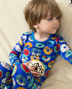 Donut Party Long Two-Piece Pajama Set, donut party club bamboo two piece pjs lifestyle 6