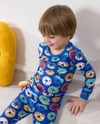 Donut Party Long Two-Piece Pajama Set, donut party club bamboo two piece pjs lifestyle 8 1
