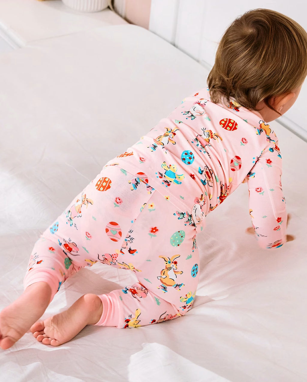 Easter Bunny Long Two-Piece Pajama Set, easter bunny bamboo two piece pjs lifestyle 3
