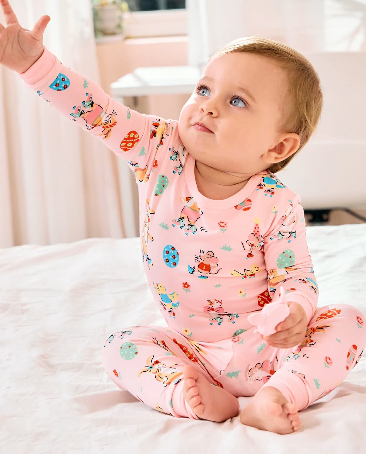 Easter Bunny Long Two-Piece Pajama Set, easter bunny bamboo two piece pjs lifestyle 6