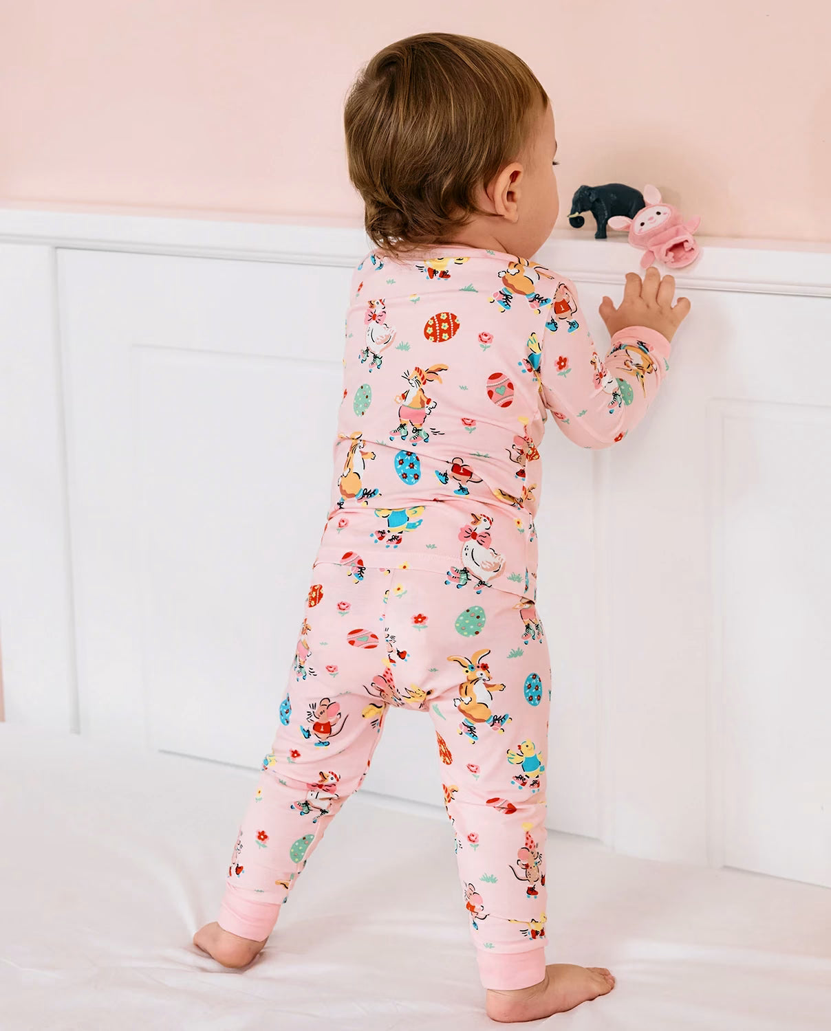 Easter Bunny Long Two-Piece Pajama Set, easter bunny bamboo two piece pjs lifestyle 7