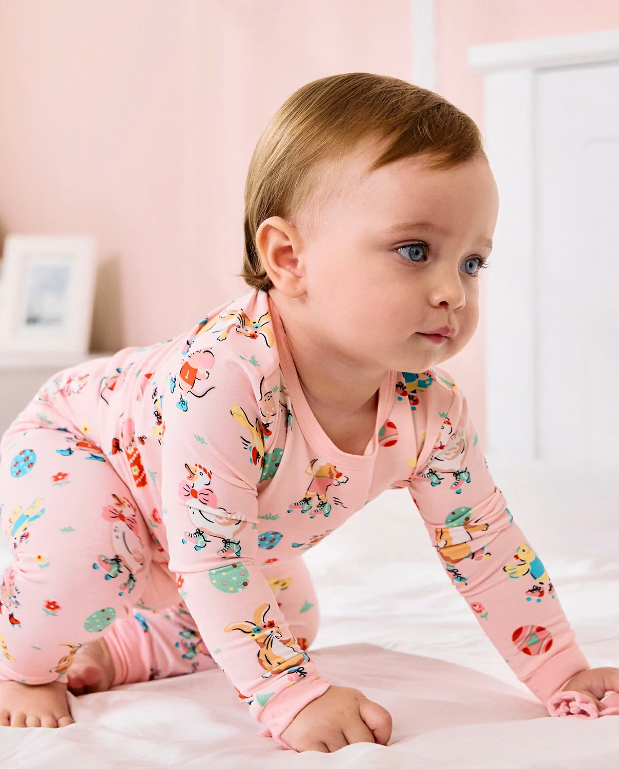 Easter Bunny Long Two-Piece Pajama Set, easter bunny bamboo two piece pjs lifestyle 8
