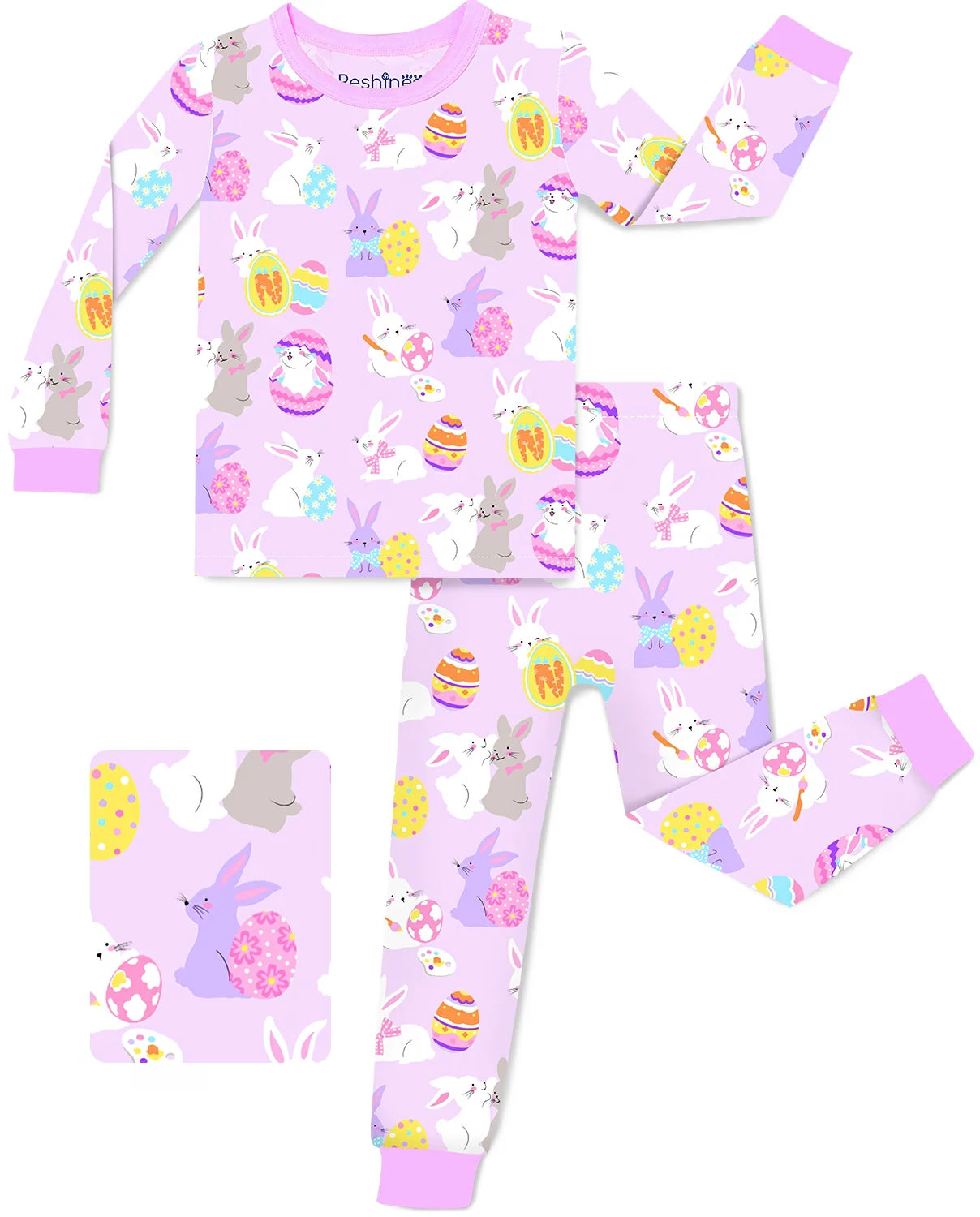 Egg Hunt Long Two-Piece Pajama Set, egg hunt bamboo long two piece pajama set main
