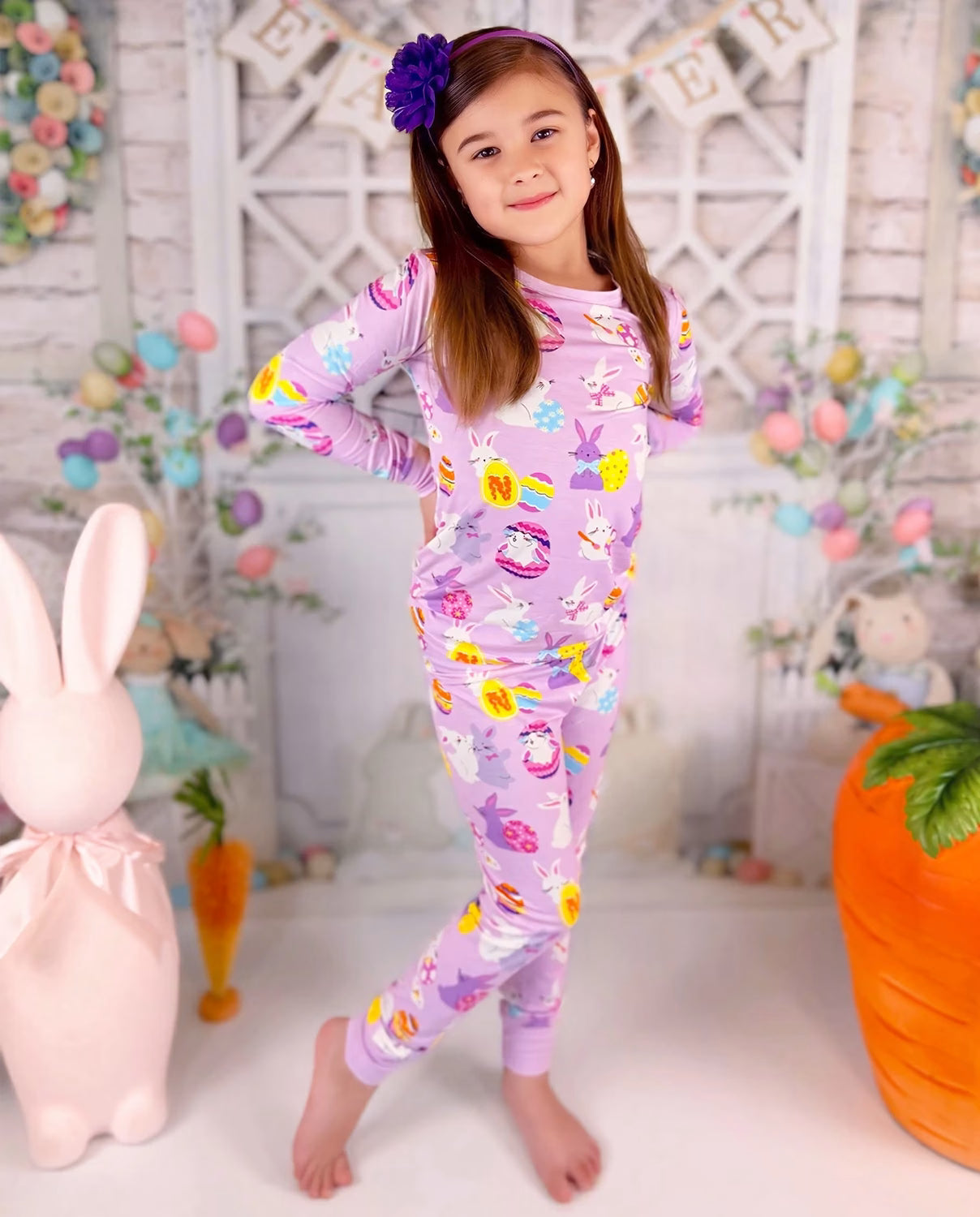 Egg Hunt Long Two-Piece Pajama Set, egg hunt bamboo long two piece pjs lifestyle 02