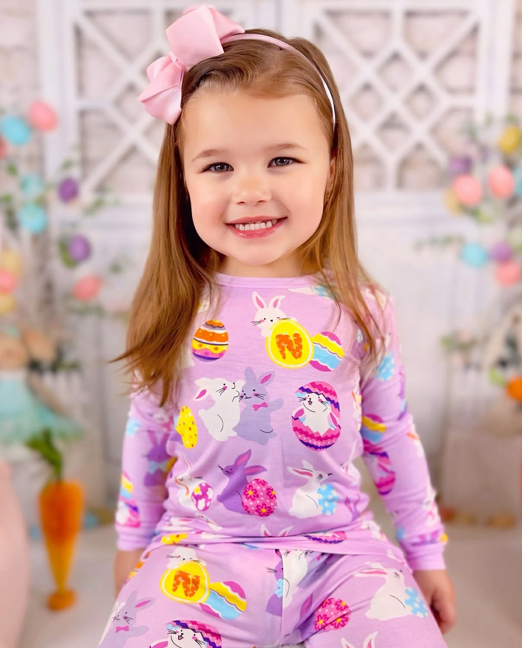 Egg Hunt Long Two-Piece Pajama Set, egg hunt bamboo long two piece pjs lifestyle 03