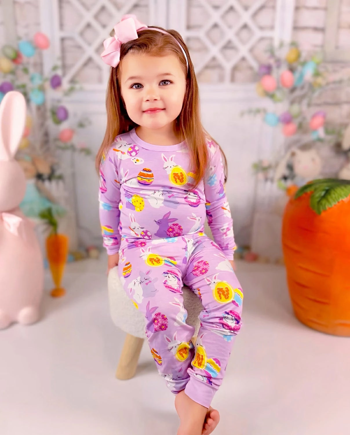 Egg Hunt Long Two-Piece Pajama Set, egg hunt bamboo long two piece pjs lifestyle 04