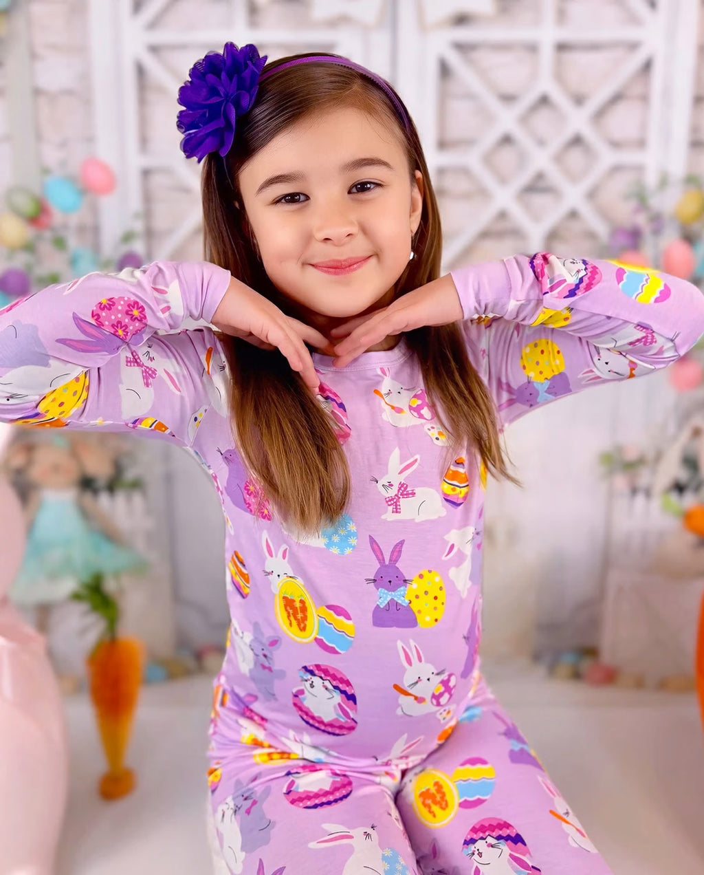 Egg Hunt Long Two-Piece Pajama Set, egg hunt bamboo long two piece pjs lifestyle 06