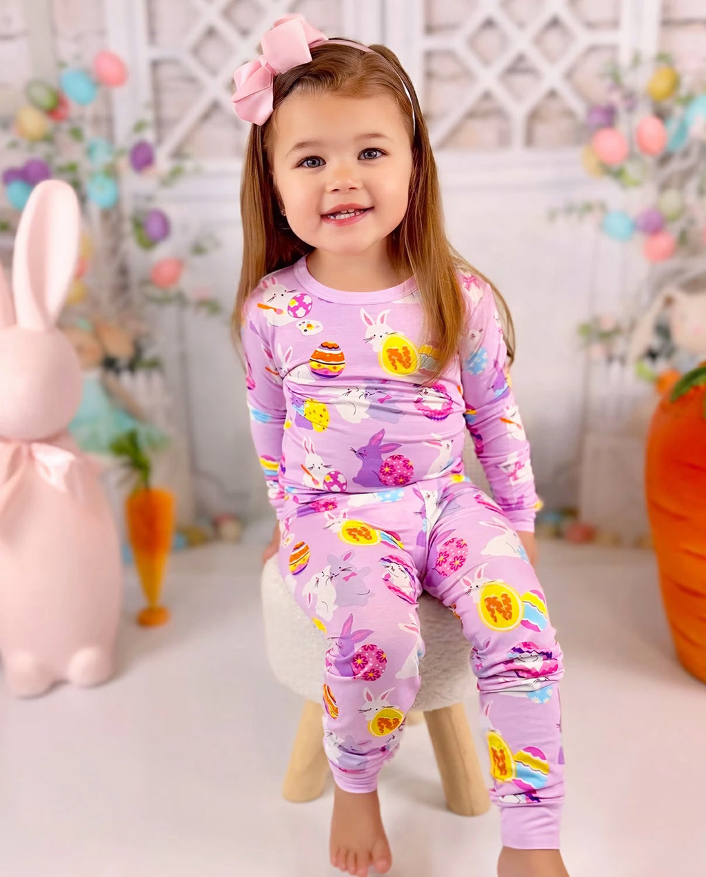 Egg Hunt Long Two-Piece Pajama Set, egg hunt bamboo long two piece pjs lifestyle 09