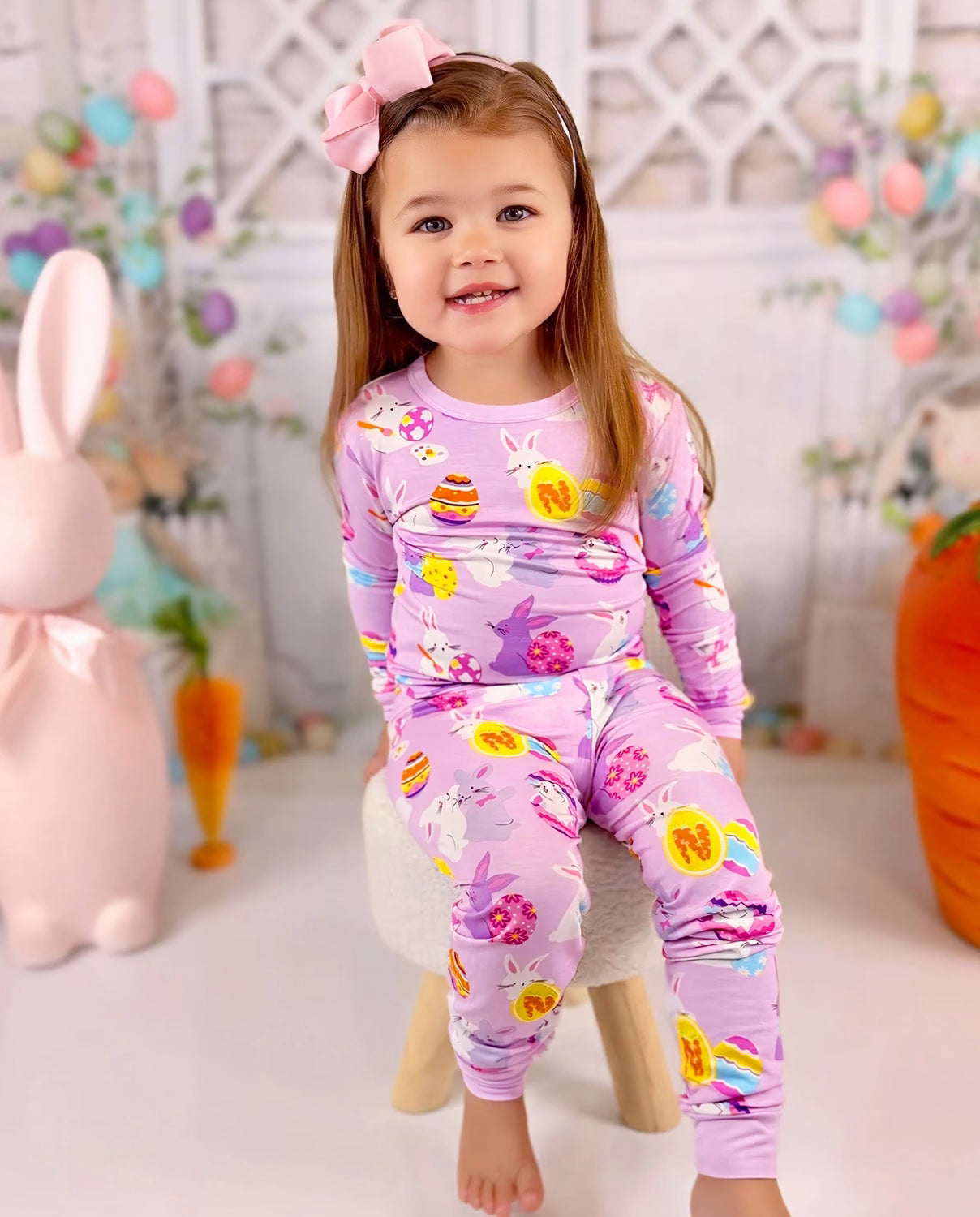 Egg Hunt Long Two-Piece Pajama Set, egg hunt bamboo long two piece pjs lifestyle 09