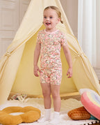 Floral Bunny Short Two-Piece Pajama Set, floral bunny bamboo short two piece pjs lifestyle 01