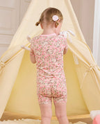 Floral Bunny Short Two-Piece Pajama Set, floral bunny bamboo short two piece pjs lifestyle 10