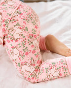 Floral Bunny Long Two-Piece Pajama Set, floral bunny bamboo two piece pjs lifestyle 5
