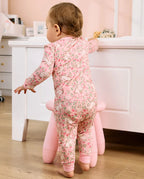 Floral Bunny Long Two-Piece Pajama Set, floral bunny bamboo two piece pjs lifestyle 9