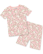 Floral Bunny Short Two-Piece Pajama Set, floral bunny short two piece pajama set main