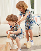 Football Reverie bamboo short two-piece pajamas, lifestyle view 5
