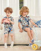 Football Reverie bamboo short two-piece pajamas, lifestyle view 8