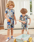 Football Reverie bamboo short two-piece pajamas, lifestyle view 10