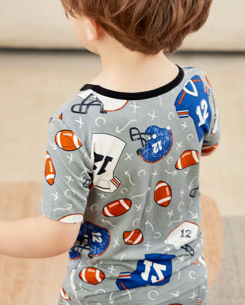 Football Reverie bamboo short two-piece pajamas, lifestyle view 12