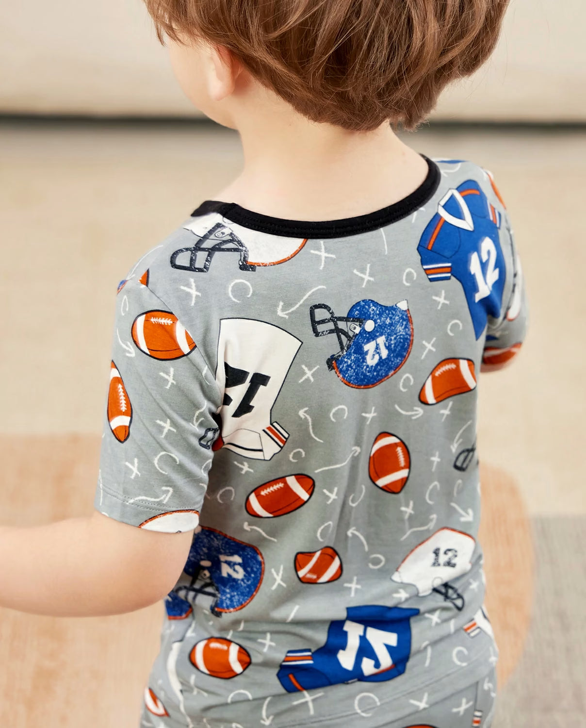 Football Reverie bamboo short two-piece pajamas, lifestyle view 12