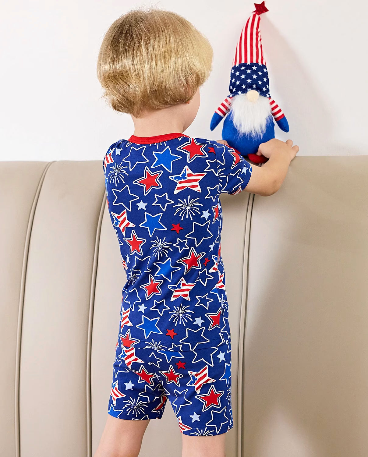 Freedom Sparkle Short Two-Piece Pajama Set, freedom sparkle bamboo short two piece pjs lifestyle 02