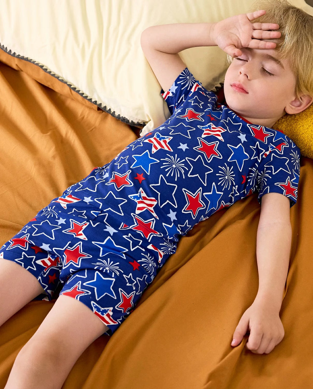 Freedom Sparkle Short Two-Piece Pajama Set, freedom sparkle bamboo short two piece pjs lifestyle 04