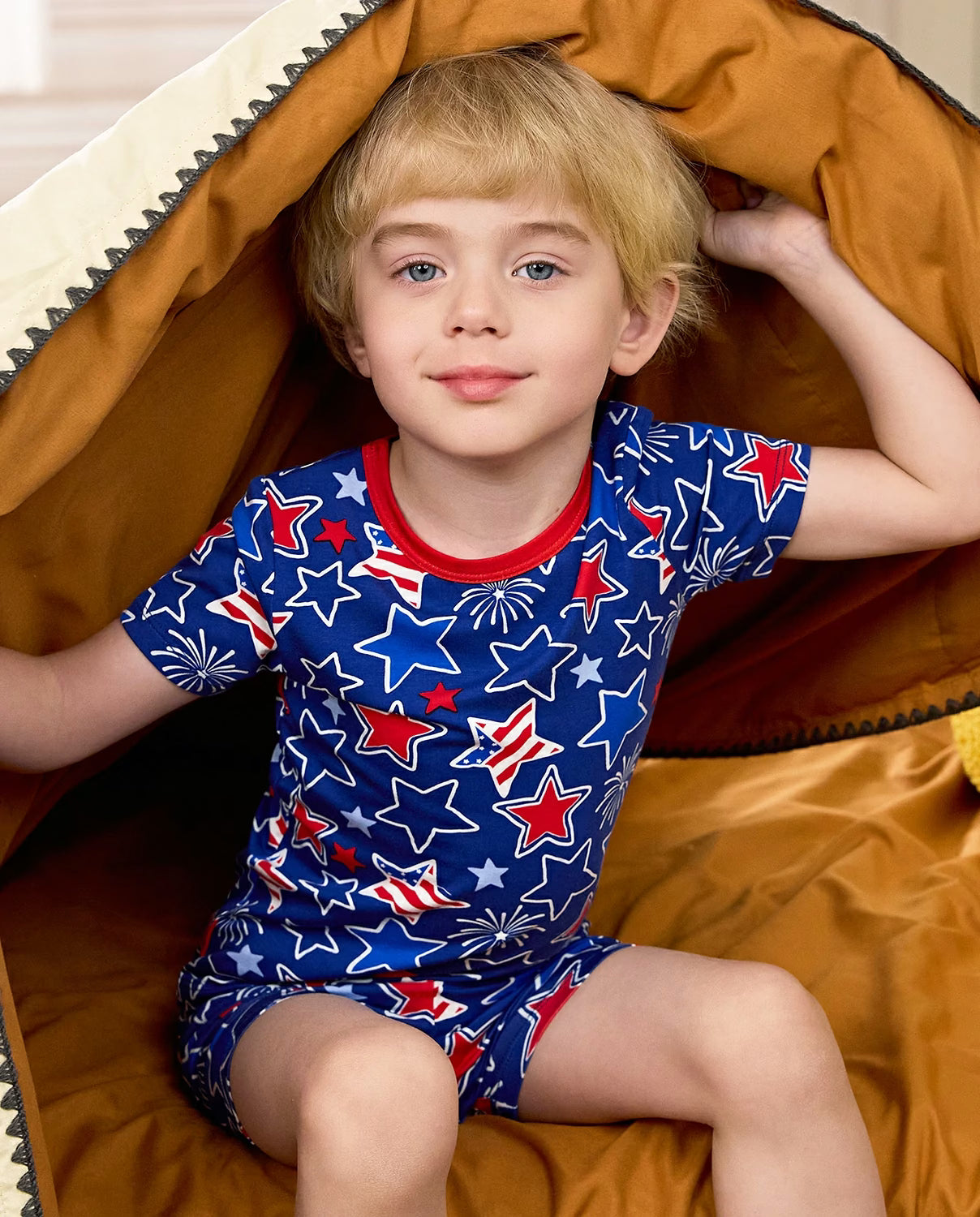 Freedom Sparkle Short Two-Piece Pajama Set, freedom sparkle bamboo short two piece pjs lifestyle 06