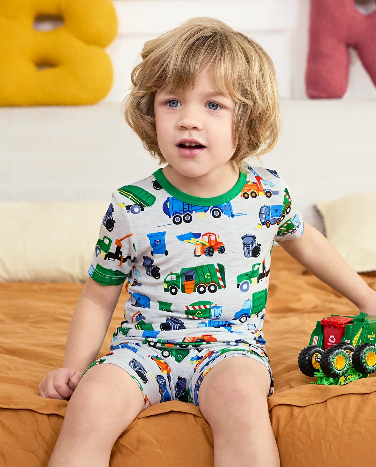 Garbage Squad Short Two-Piece Pajama Set, garbage squad bamboo short two piece pjs lifestyle 01