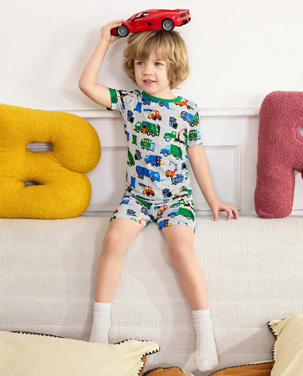 Garbage Squad Short Two-Piece Pajama Set, garbage squad bamboo short two piece pjs lifestyle 04