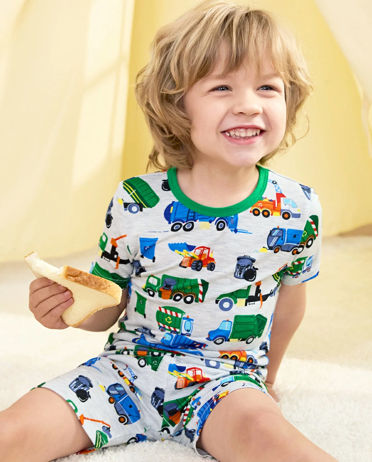 Garbage Squad Short Two-Piece Pajama Set, garbage squad bamboo short two piece pjs lifestyle 08