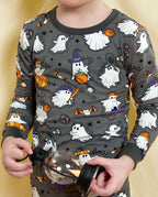 Ghostie Sports Club Long Two-Piece Pajama Set, ghostie sports club bamboo two piece pjs lifestyle 2