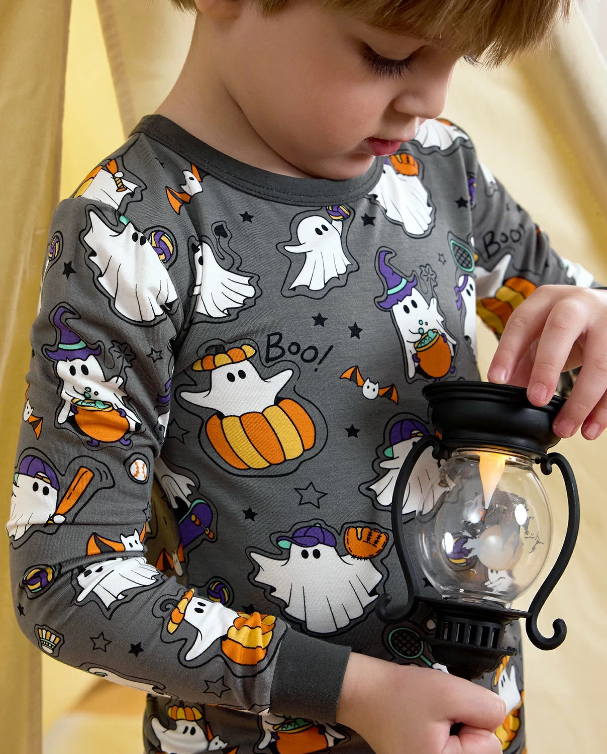 Ghostie Sports Club Long Two-Piece Pajama Set, ghostie sports club bamboo two piece pjs lifestyle 5