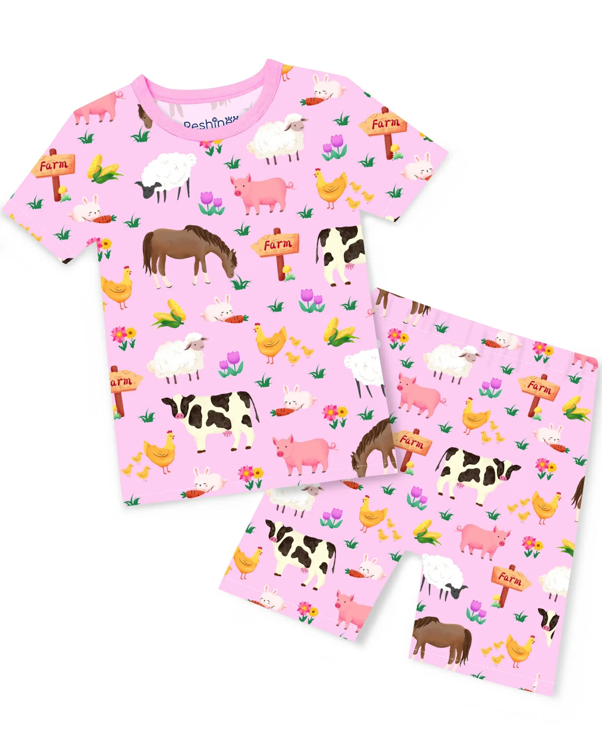 Happy Farm Short Two-Piece Pajama Set, happy farm bamboo short two piece pajama set