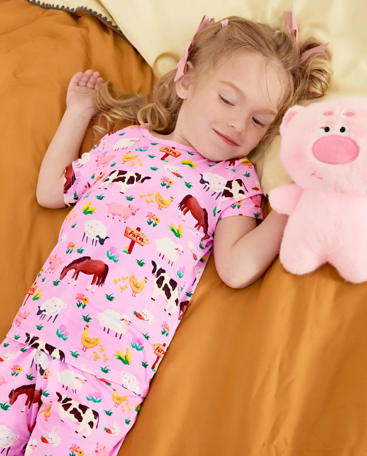 Happy Farm Short Two-Piece Pajama Set, happy farm bamboo short two piece pjs lifestyle 06
