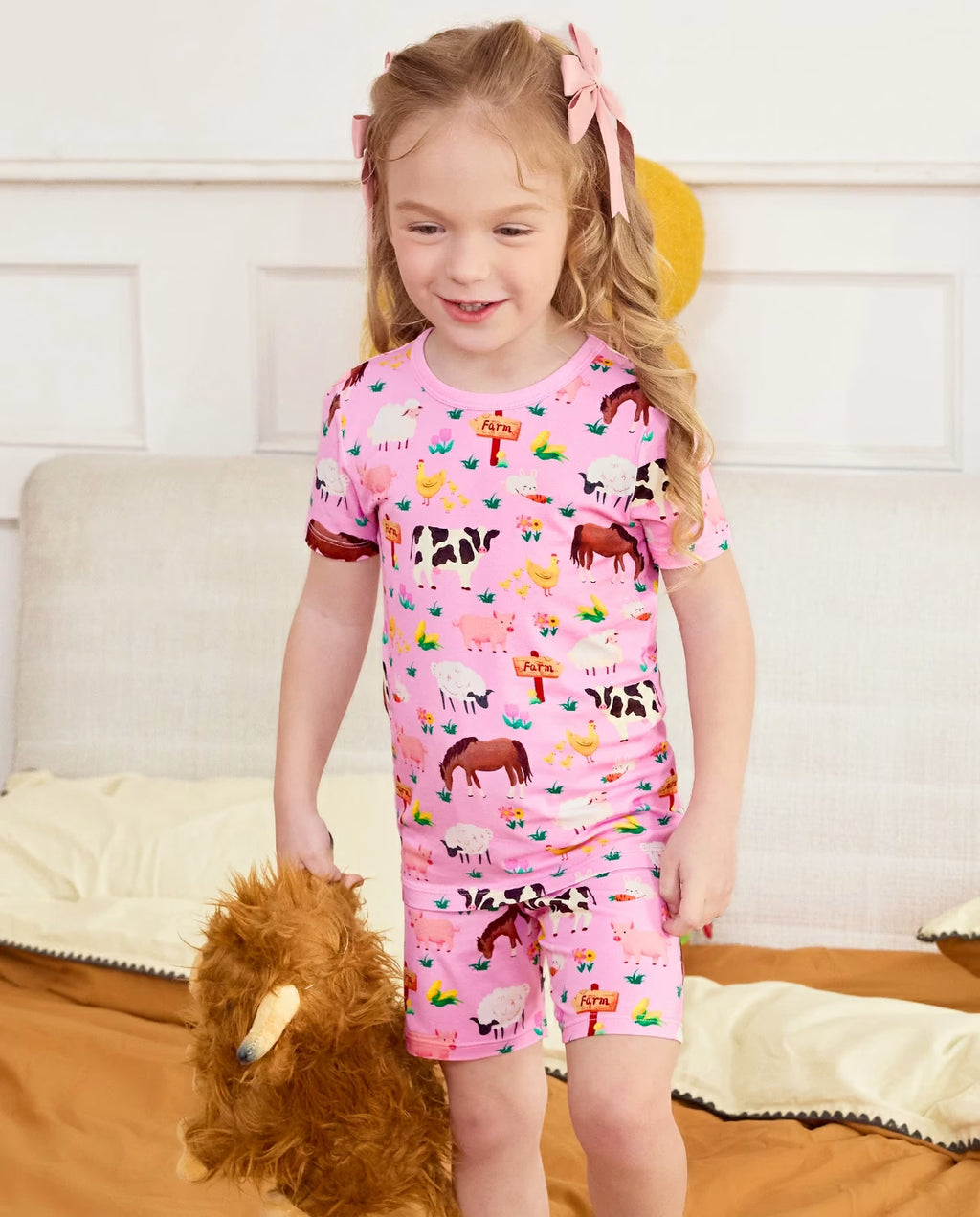 Happy Farm Short Two-Piece Pajama Set, happy farm bamboo short two piece pjs lifestyle 10