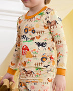 Happy Farmyard Long Two-Piece Pajama Set, happy farmyard bamboo long two piece pjs lifestyle 11