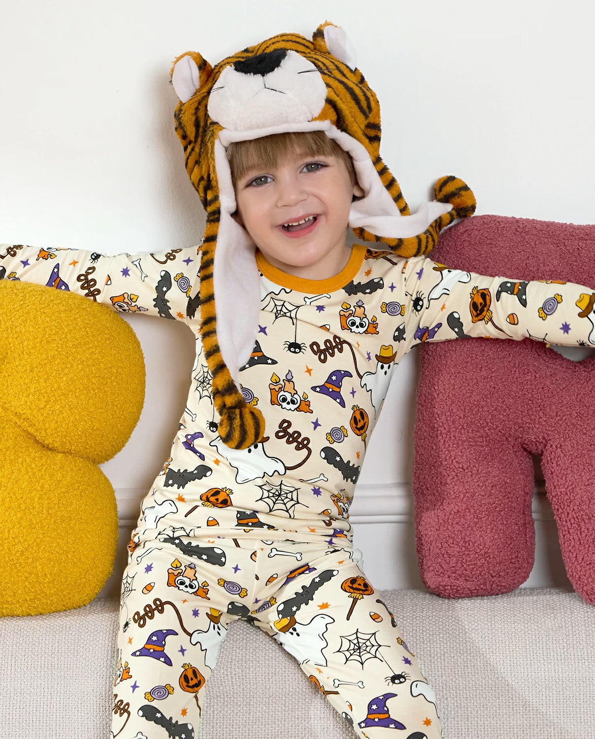Happy Hallowboo Long Two-Piece Pajama Set, happy hallowboo club bamboo two piece pjs lifestyle 7