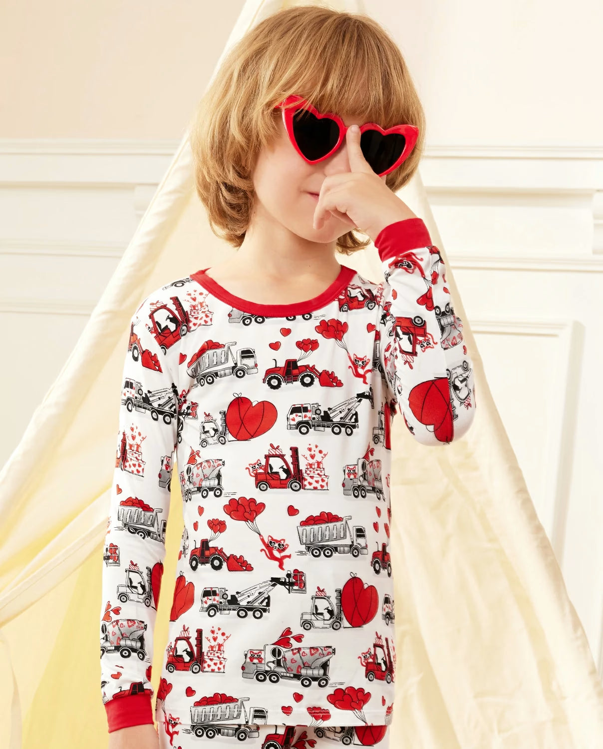 Heart Journey Long Two-Piece Pajama Set, heart journey bamboo long two piece pjs lifestyle 01