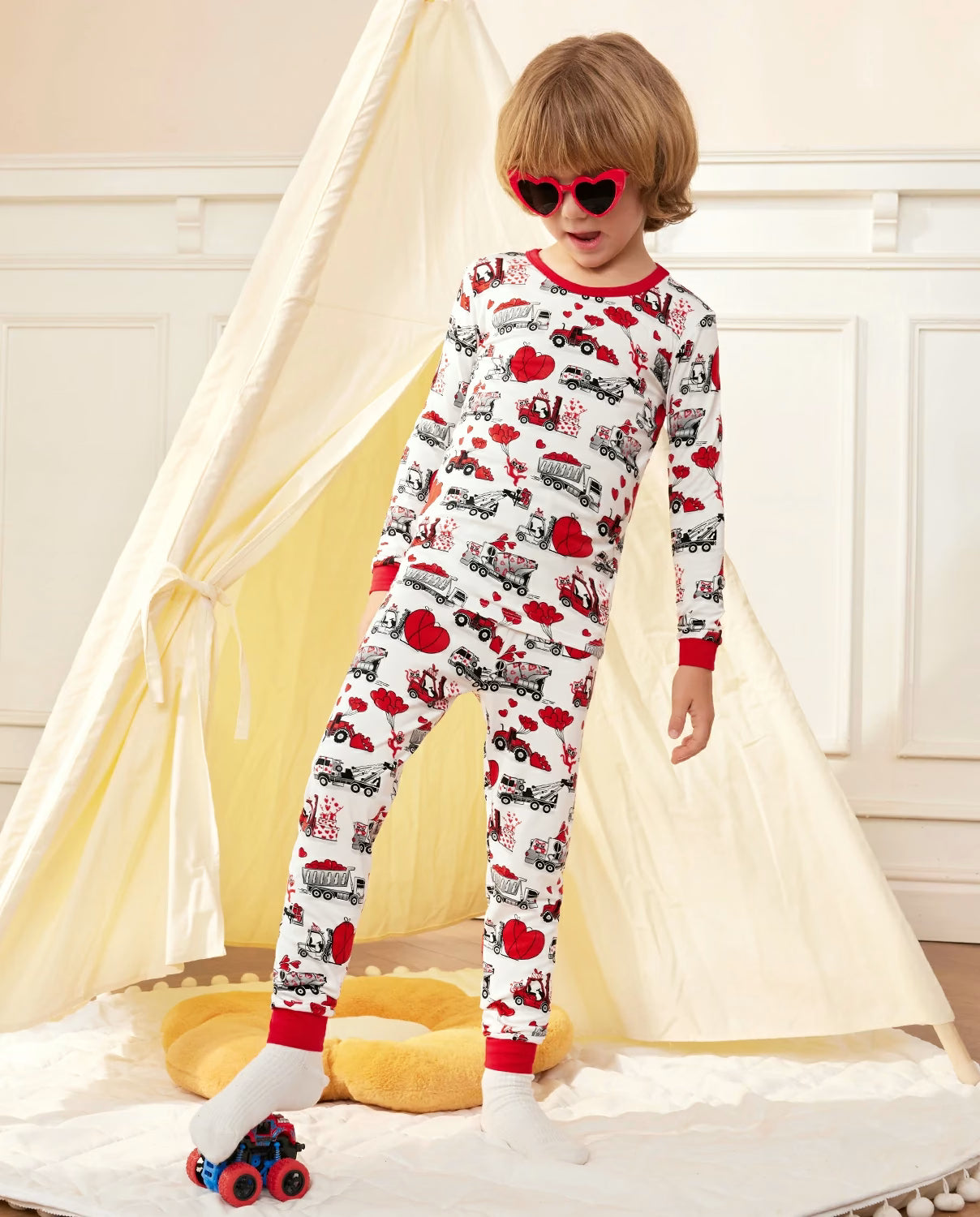 Heart Journey Long Two-Piece Pajama Set, heart journey bamboo long two piece pjs lifestyle 05