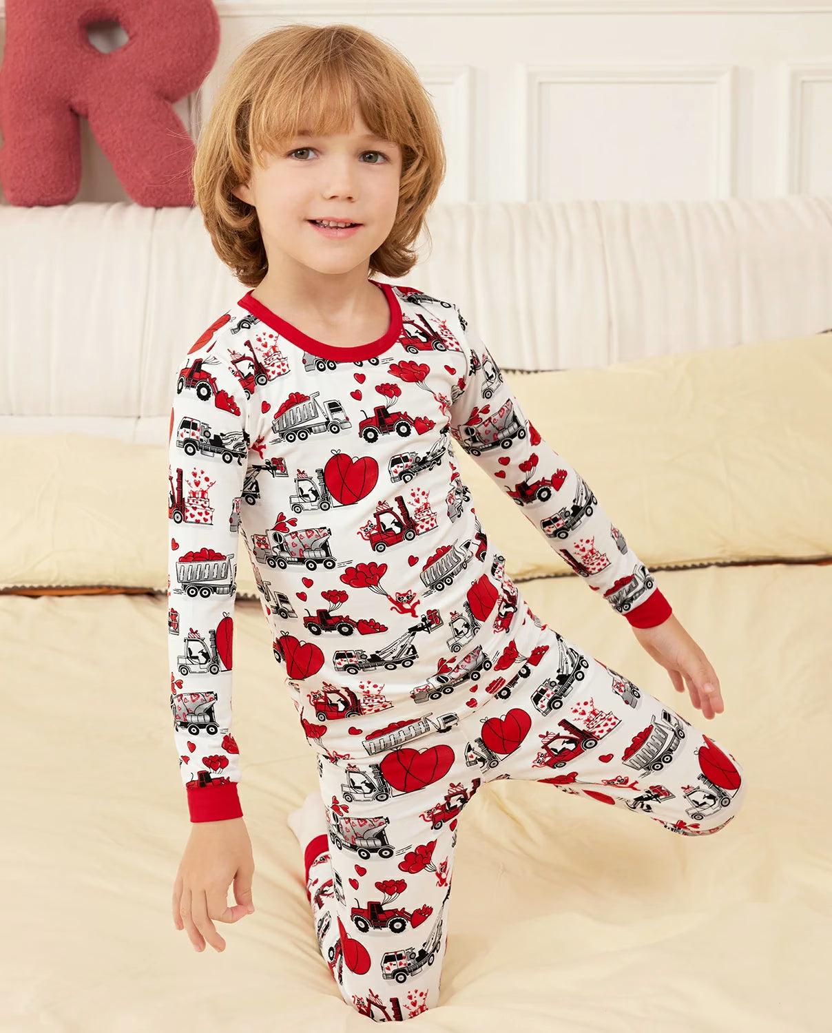 Heart Journey Long Two-Piece Pajama Set, heart journey bamboo long two piece pjs lifestyle 07
