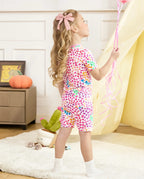 Heart Leopard Short Two-Piece Pajama Set, heart leopard bamboo short two piece pjs lifestyle 06