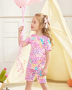 Heart Leopard Short Two-Piece Pajama Set, heart leopard bamboo short two piece pjs lifestyle 10