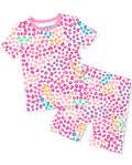 Heart Leopard Short Two-Piece Pajama Set, heart leopard bamboo short two piece pjs main