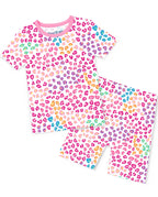 Heart Leopard Short Two-Piece Pajama Set, heart leopard bamboo short two piece pjs main