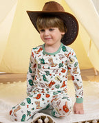 Howdy Cowboy Long Two-Piece Pajama Set, howdy cowboy bamboo long two piece pjs lifestyle 01